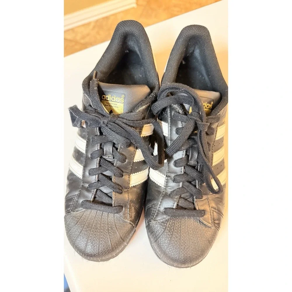 adidas Superstar Black White Shell Toe Leather Sneakers Men's US 7.5